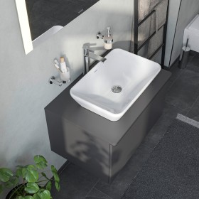 Lavabo d'appoggio Duravit D-Neo 60 cm, senza foro rubinetto, senza troppo pieno