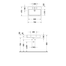 Lavabo Duravit Vero 70 cm con 1 foro per rubinetto satinato