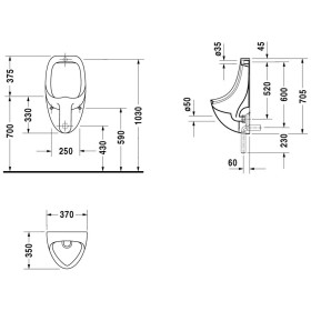 Duravit Urinal Ben, Zulauf von hinten