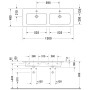 Duravit ME by Starck Möbel-Doppelwaschtisch 130 cm ohne Hahnloch