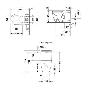 Duravit ME par Starck Stand-WC Rimless pour combinaison WC