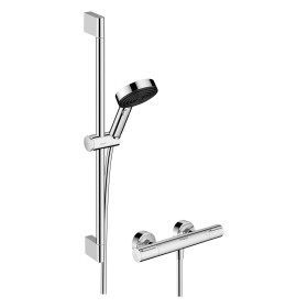 hansgrohe Pulsify Select S Brausesystem 105 3 Strahlarten Relaxation wassersparend, mit Ecostat Element und Duschstange 65 cm