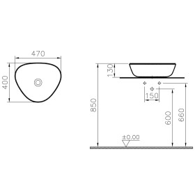 VitrA Plural Lavabo d'appoggio asimmetrico