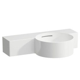 LAUFEN Val Handwaschbecken 55 x 31,5 cm, Ablage links, ohne Hahnloch, mit Überlauf