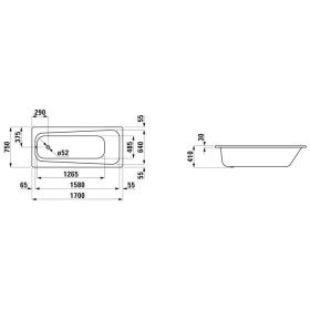 LAUFEN PRO Körperform-Einbau-Badewanne 170 x 75 cm