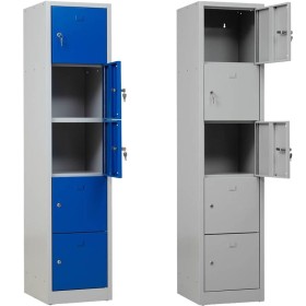 Wolfstahl Schliessfachschrank Stahl 5 Schliessfächer Zylinderschloss 41 x 45 x 190 cm