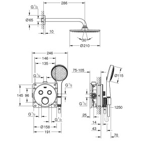 GROHE Grohtherm SmartControl DS UP con Rainshower Cosmopolitan 210