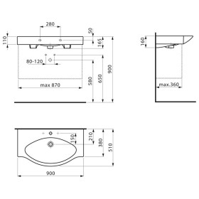 Lavabo LAUFEN Palace 90 cm con troppopieno e 1 foro rubinetto