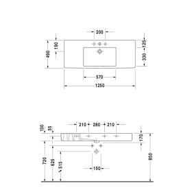 Duravit Vero Möbelwaschtisch 125 cm mit 1 Hahnloch