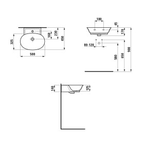 LAUFEN Le Nouveau Classique Lavabo 50 x 45 cm, avec 1 trou pour robinet