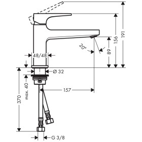 Mitigeur de lavabo monocommande hansgrohe Metropol 100 CoolStart avec levier et bonde Push-Open
