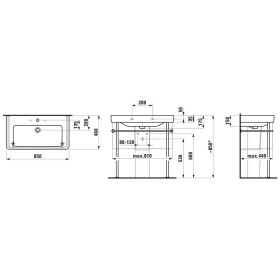 Lavabo LAUFEN PRO S 85 cm encastrable, avec trou de robinet