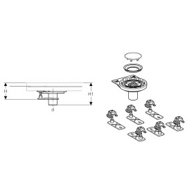 Geberit Rohbauset, zu Setaplano, stockwerksdurchdringende Installation, mit 6 Füßen