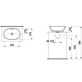 LAUFEN Il Nuovo Classico Lavabo 45 x 31 cm, con troppo pieno