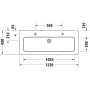 Duravit ME by Starck Möbelwaschtisch 123 cm mit 2 x 1 Hahnloch
