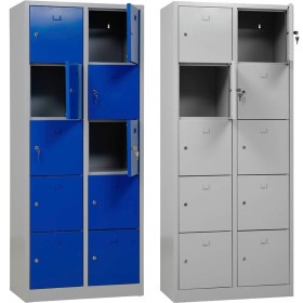 Wolfstahl Schliessfachschrank Stahl 10 Schliessfächer Zylinderschloss 80 x 45 x 190 cm