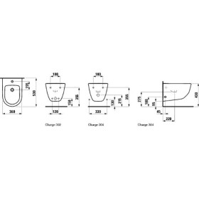 Bidet mural LAUFEN PRO, pour robinets d'angle en saillie