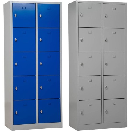 Wolfstahl Schliessfachschrank Stahl 10 Schliessfächer Drehriegelverschluss 80 x 45 x 190 cm