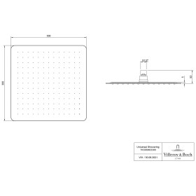 Douche de pluie universelle Villeroy & Boch 30 x 30 cm