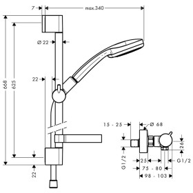 hansgrohe Croma 100 Vario/Ecostat Comfort Combi 65 cm