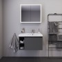 Duravit D-Neo Möbelwaschtisch 80 cm asymmetrisch, mit 1 Hahnloch und Überlauf, Ablage links