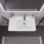 Duravit D-Neo Möbelwaschtisch 80 cm asymmetrisch, mit 1 Hahnloch und Überlauf, Ablage links