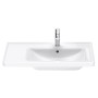 Duravit D-Neo Möbelwaschtisch 80 cm asymmetrisch, mit 1 Hahnloch und Überlauf, Ablage links