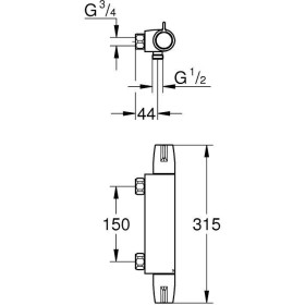 GROHE Grohtherm Special Thermostat-Brausebatterie, geringe Tiefe