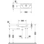 Duravit D-Code Handwaschbecken 50 cm 1 Hahnloch links durchgestochen