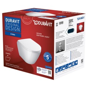Set WC sospeso Duravit D-Neo Rimless, con scarico a pavimento compatto, con Durafix