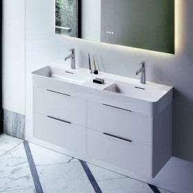 Doppio lavabo sottopiano LAUFEN Val 120 x 40 cm, con 1 foro per rubinetto, con troppopieno