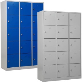 Wolfstahl Schliessfachschrank Stahl 15 Schliessfächer Drehriegelverschluss 119 x 45 x 190 cm