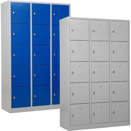Wolfstahl Schliessfachschrank Stahl 15 Schliessfächer Drehriegelverschluss 119 x 45 x 190 cm
