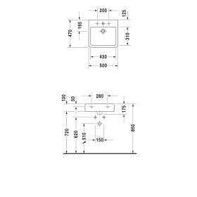 Lavabo Duravit Vero 50 cm con 1 foro rubinetto lucidato