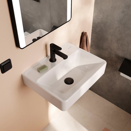 hansgrohe Xanuia Q Handwaschbecken 500/390 mit Hahnloch ohne Überlauf, SmartClean