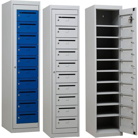 Wolfstahl Schliessfachschrank Verteilerschrank Stahl 10 Schliessfächer Zylinderschloss 40 x 50 x 180 cm