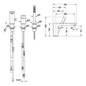 Duravit Wave 3-Loch Wannenarmatur