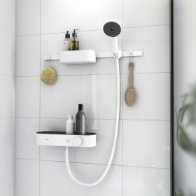 hansgrohe WallStoris Bundle Duschkopf 105, wassersparend, Thermostat, Duschstange 70 cm und Accessoireset