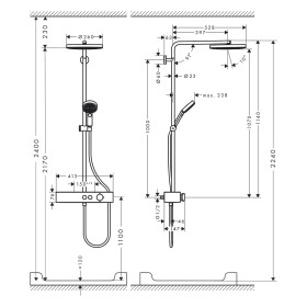 hansgrohe Pulsify Showerpipe 260 1 Strahlart, mit Shower Tablet Select 400