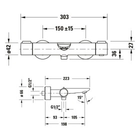 Duravit Wave Wannenthermostat Aufputz
