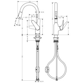 hansgrohe Focus M42 Einhebel-Küchenmischer 180, Ausziehbrause, 2jet