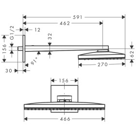 hansgrohe Rainmaker Select Kopfbrause 460 1jet EcoSmart mit Brausearm