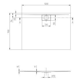 Villeroy & Boch Architectura Metalrim Duschwanne 120 x 90 x 1,5 cm