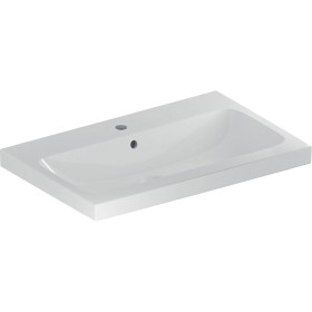 Geberit iCon Aufsatzwaschtisch 75 cm mit Hahnloch mittig und Überlauf