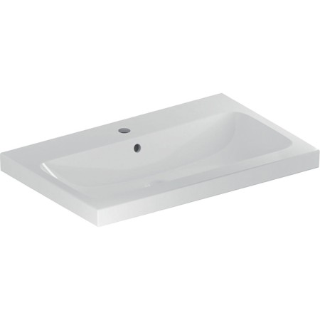 Geberit iCon Aufsatzwaschtisch 75 cm mit Hahnloch mittig und Überlauf