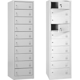 Wolfstahl Schliessfachschrank Laptopschrank Stahl 10 Schliessfächer Zylinderschloss 50 x 50 x 180 cm