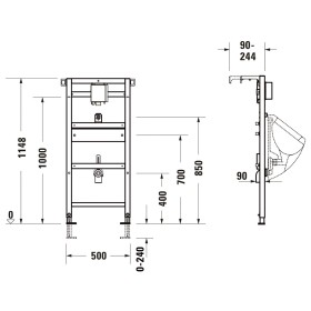 Élément d'urinoir Duravit DuraSystem, pour chasse d'eau encastrée, revêtement en poudre