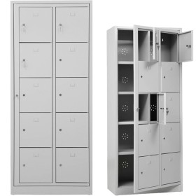 Wolfstahl Schliessfachschrank Stahl 10 Schliessfächer Zylinderschloss 80 x 45 x 190 cm