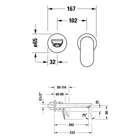 Rubinetto monocomando da incasso per lavabo Duravit Wave