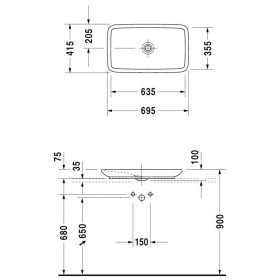 Lavabo d'appoggio Duravit PuraVida 70 cm